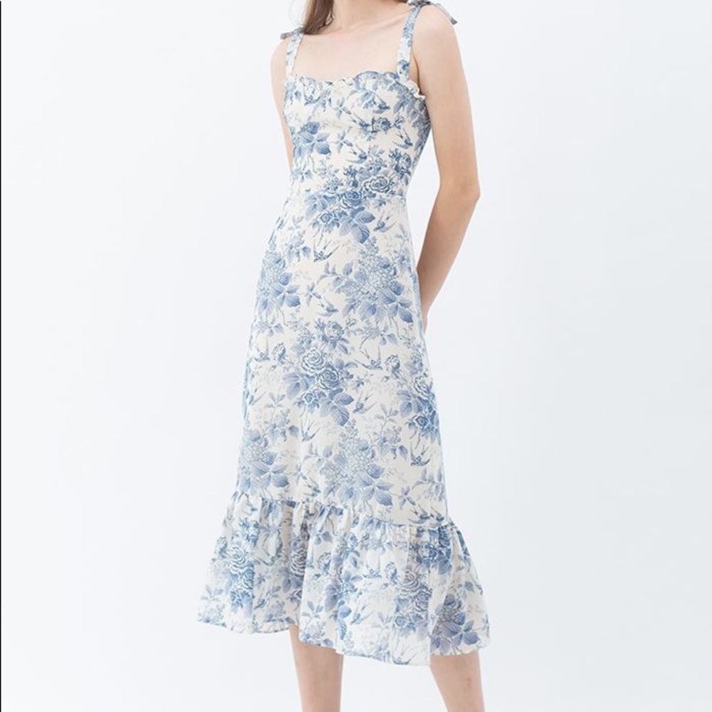 White and blue ruffle dress